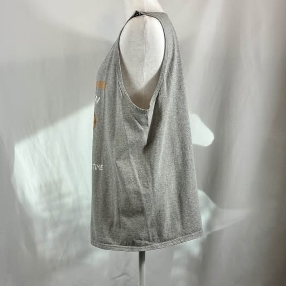 Funny Cat Graphic Tank Top Large Gray Multitasking Humor Sleeveless Shirt MS - Picture 3 of 9